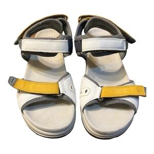 Hotter Stability Walk II Sandals Leather Multi-Color White Yellow Black Size 7